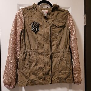 Kids Annie for Target Military Hooded Sequin Sleeve Jacket Size XL Girls
